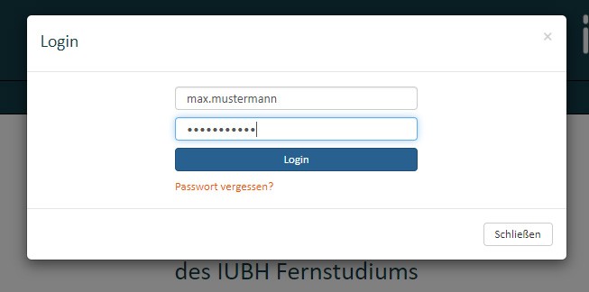 IUBH Care Login Ansicht