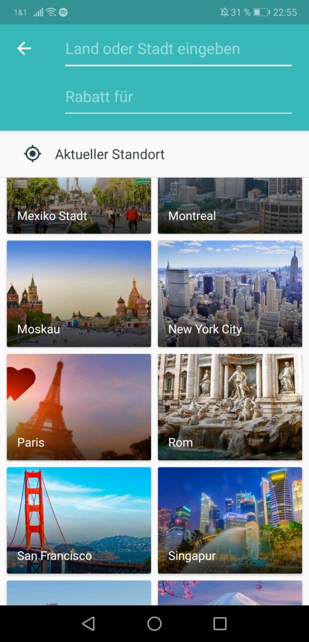 ISIC App - Startbildschirm