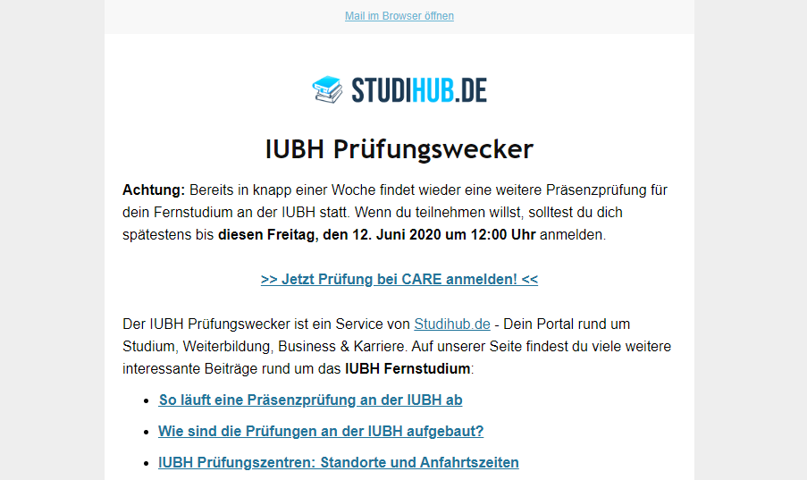 IUBH Klausur Wecker Beispiel