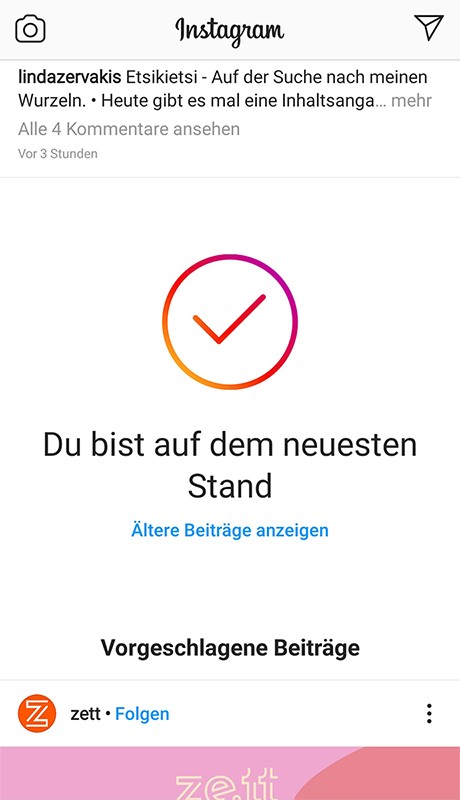 Instagram Screenshot Vorgeschlagene Beiträge