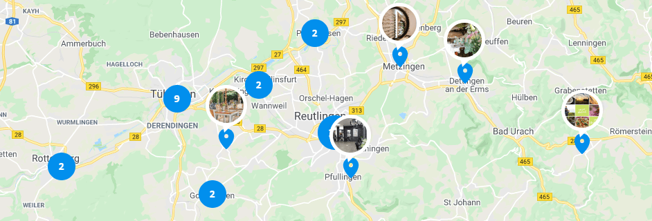 Kartenansicht, teilnehmende Partner der AzubICard