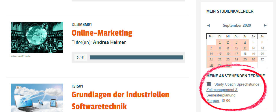 Study Coach Sprechstunden Termine