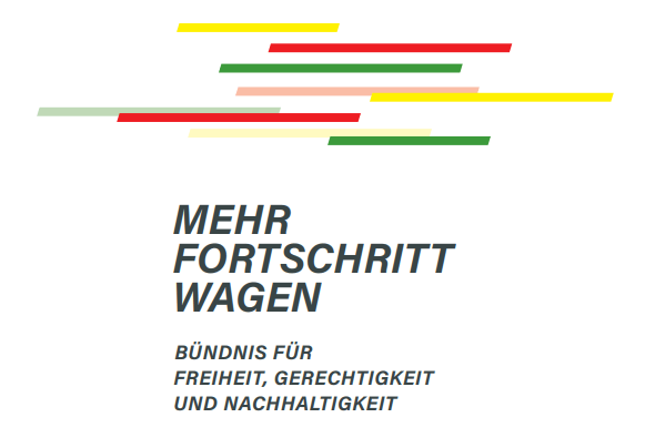 Titelseite Vertrag Koalitionsparteien SPD, Grüne, FDP