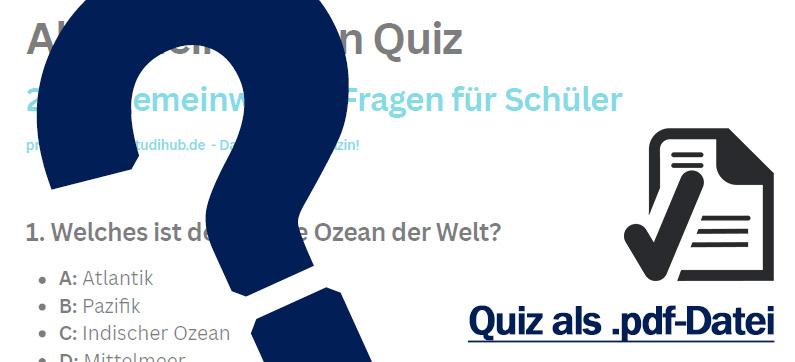 Allgemeinwissen Test für Schüler - PDF zum Drucken