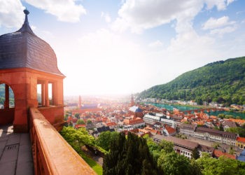 Schloss Heidelberg, Panoramablick auf die Stadt Heidelberg